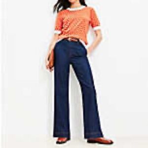 LOFT High Rise Wide Leg Jean, Medium Wash, Size 30 10, EUC